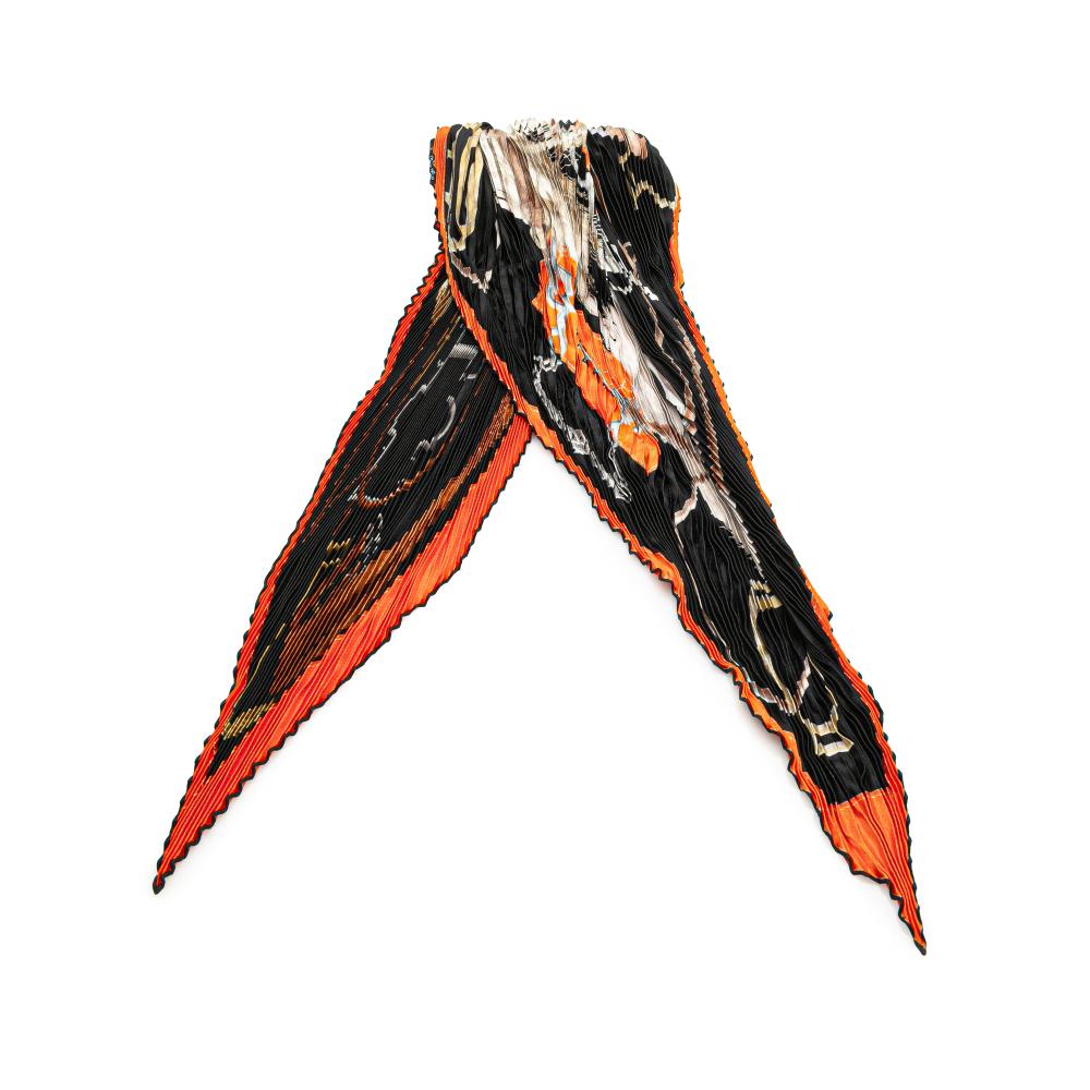 Hermès A Hermès Black Silk Fabric Projets Carres Plisse Scarf France