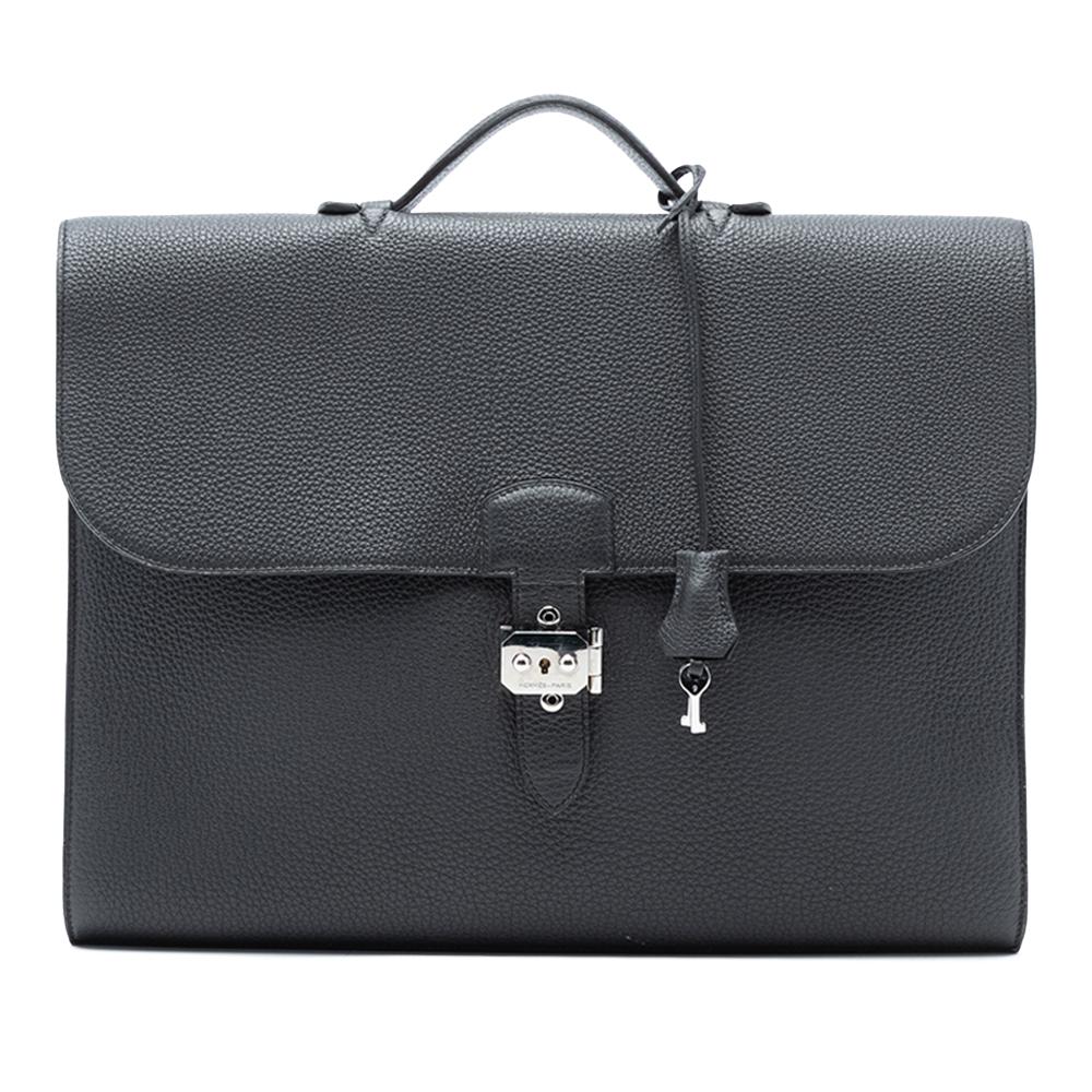 Hermès B Hermès Black Calf Leather Togo Sac A Depeches 38 France