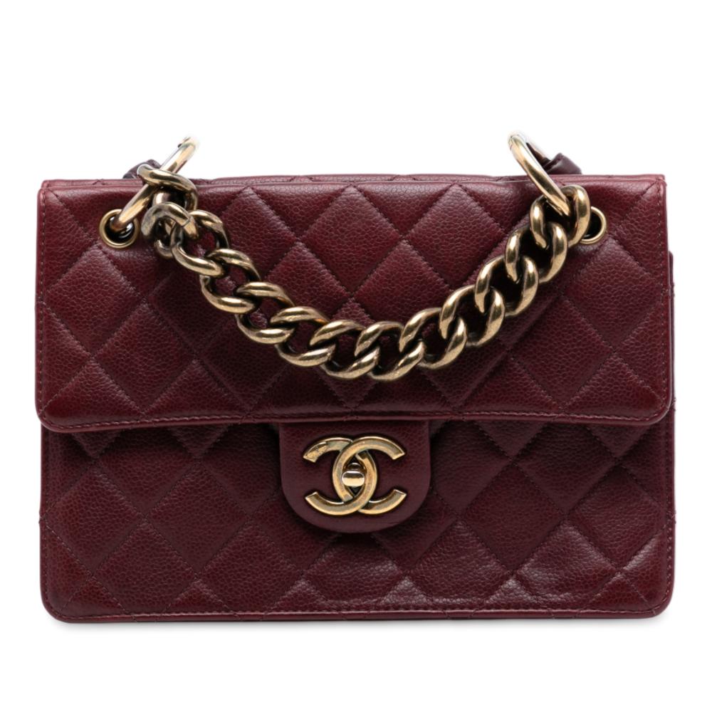 Chanel B Chanel Red Burgundy Caviar Leather Leather Paris Edinburgh Quilted Caviar Retro Class Flap Italy
