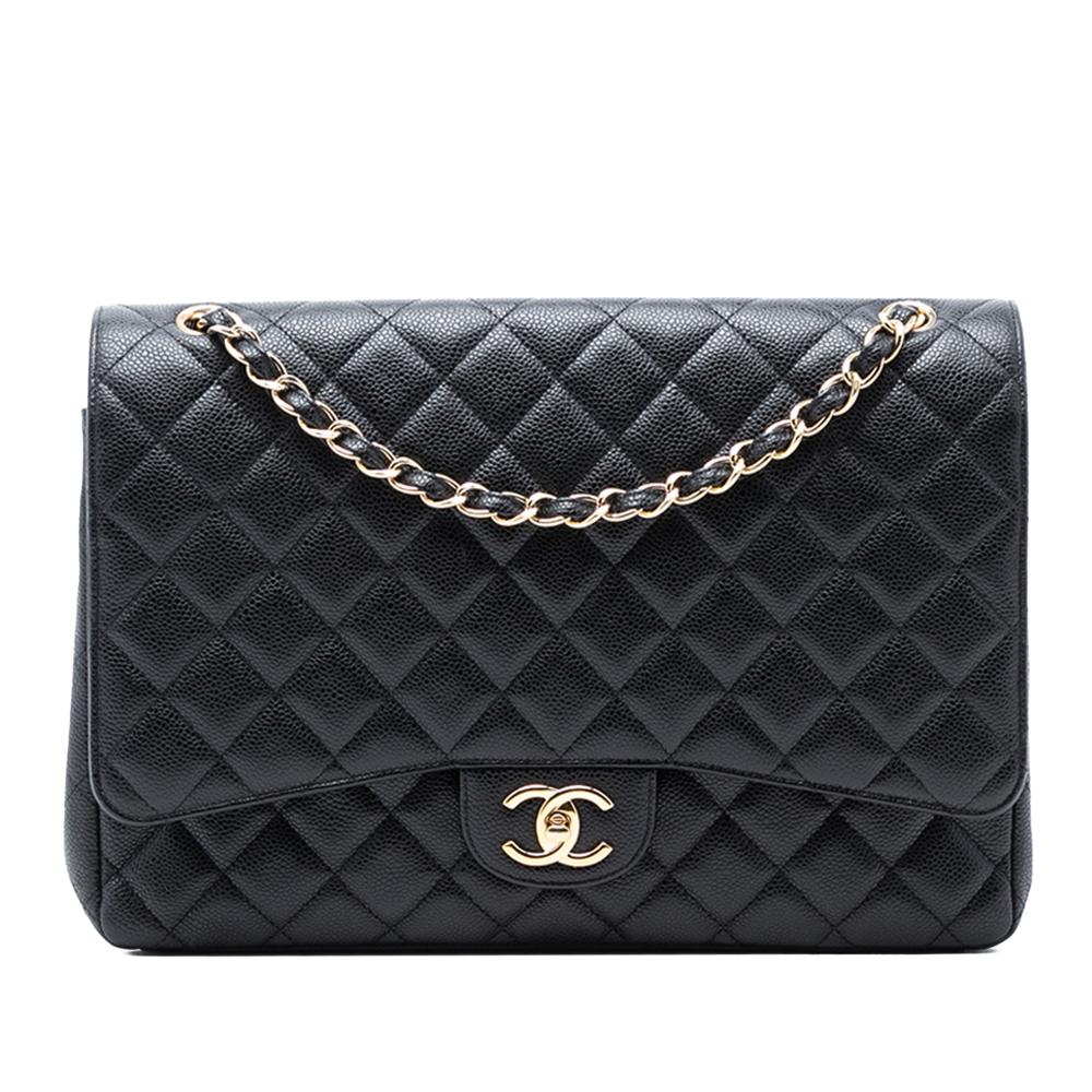 Chanel AB Chanel Black Caviar Leather Leather Maxi Classic Caviar Double Flap Italy