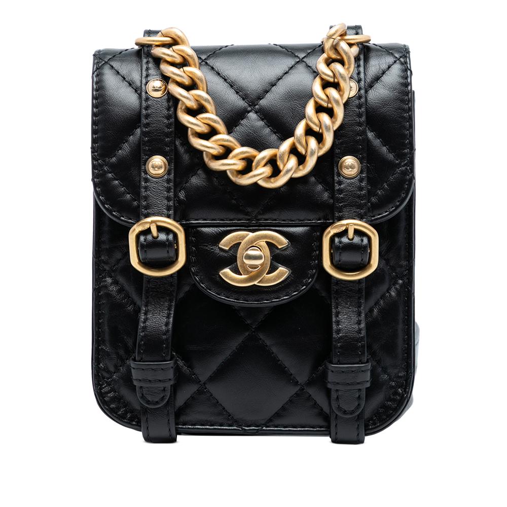 Chanel AB Chanel Black Calf Leather Mini Aged skin City School Flap France