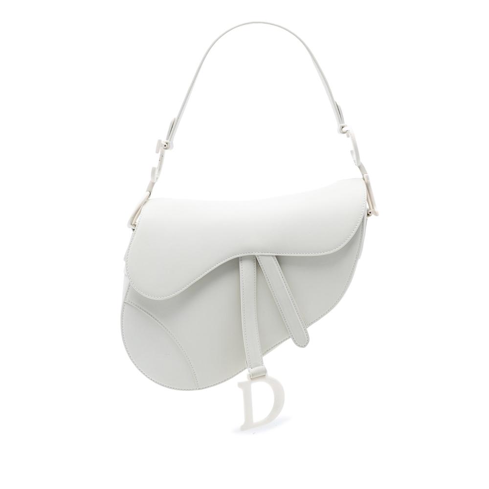 Christian Dior B Dior White Calf Leather Ultra Matte skin Saddle Bag Italy