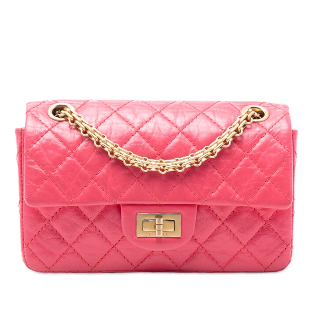 Chanel B Chanel Pink Calf Leather Quilted Aged skin Reissue 2.55 Single Flap 224 France