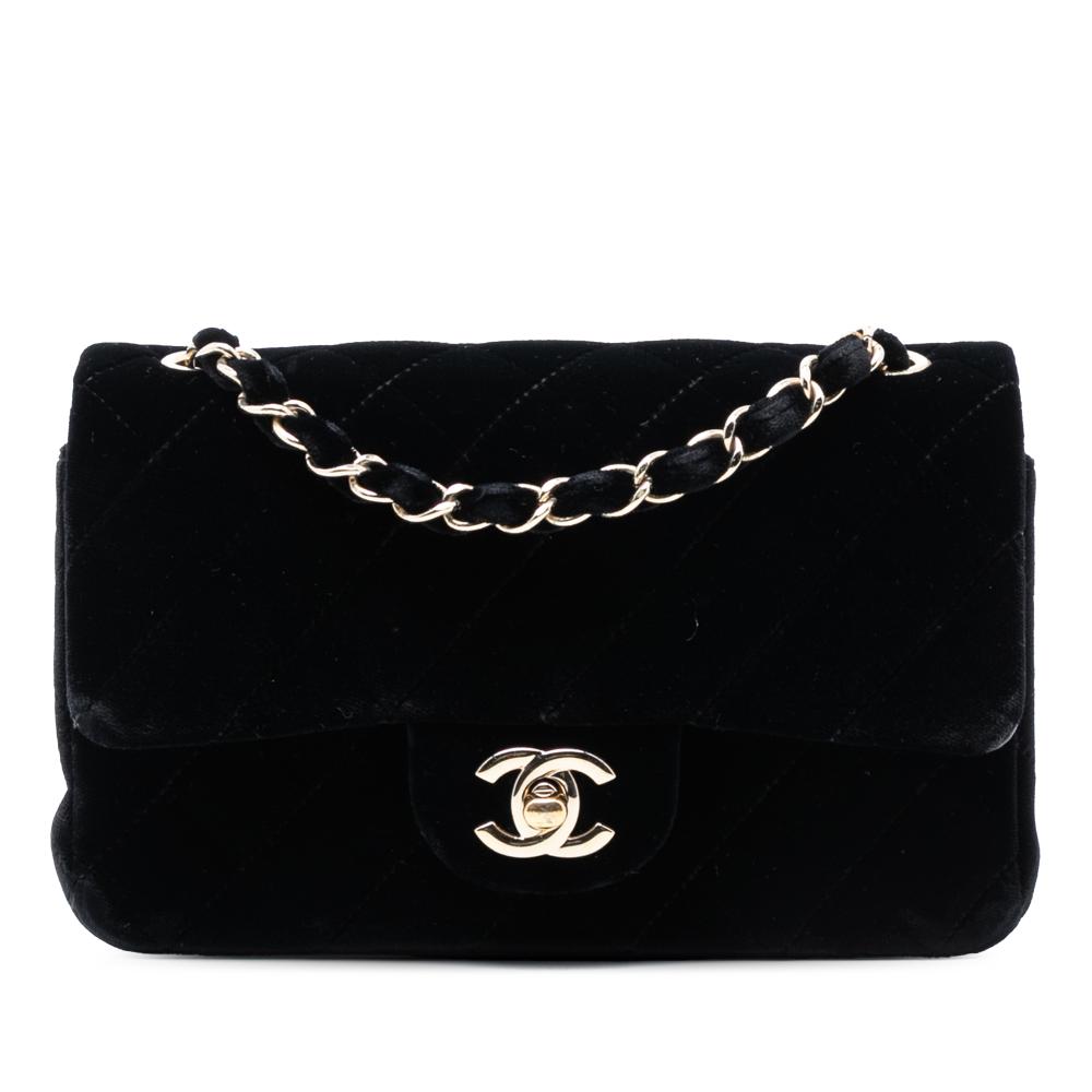 Chanel B Chanel Black Velvet Fabric Mini Rectangular Classic Single Flap France