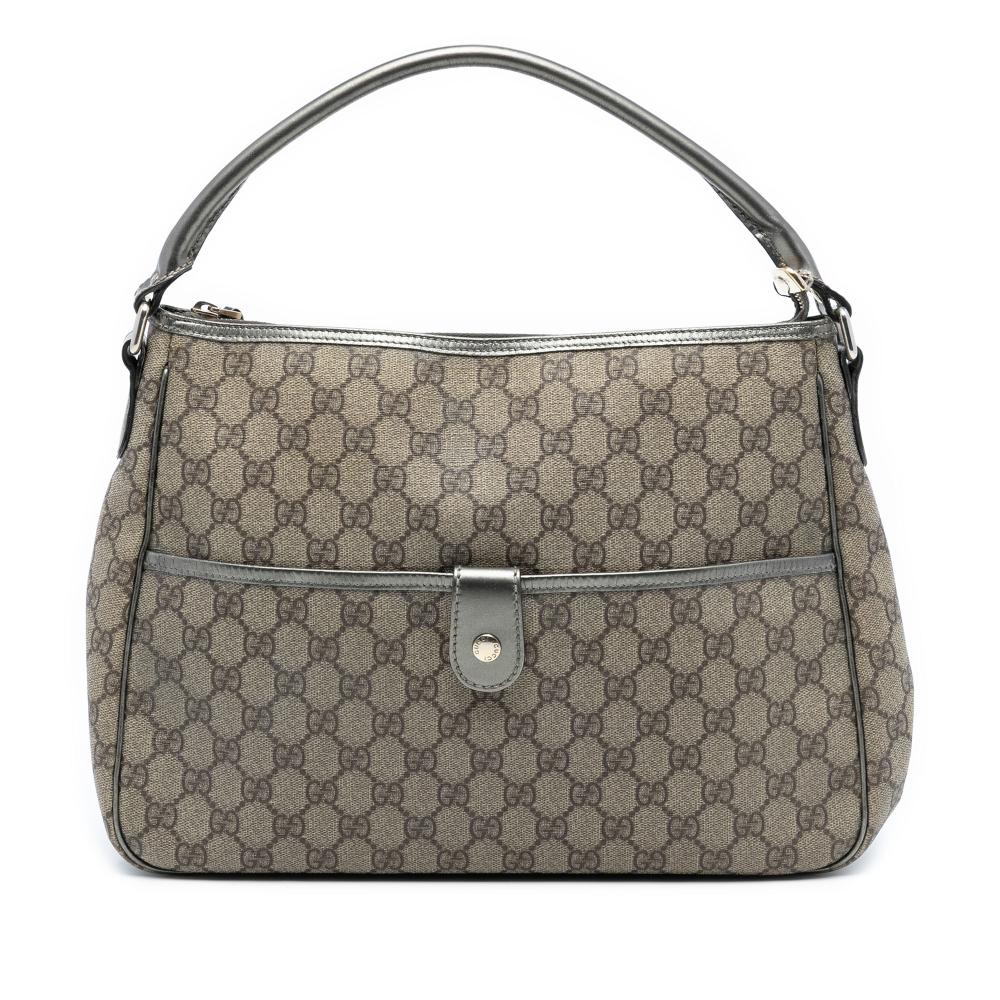 Gucci AB Gucci Brown Beige Coated Canvas Fabric GG Supreme Joy Handbag Italy