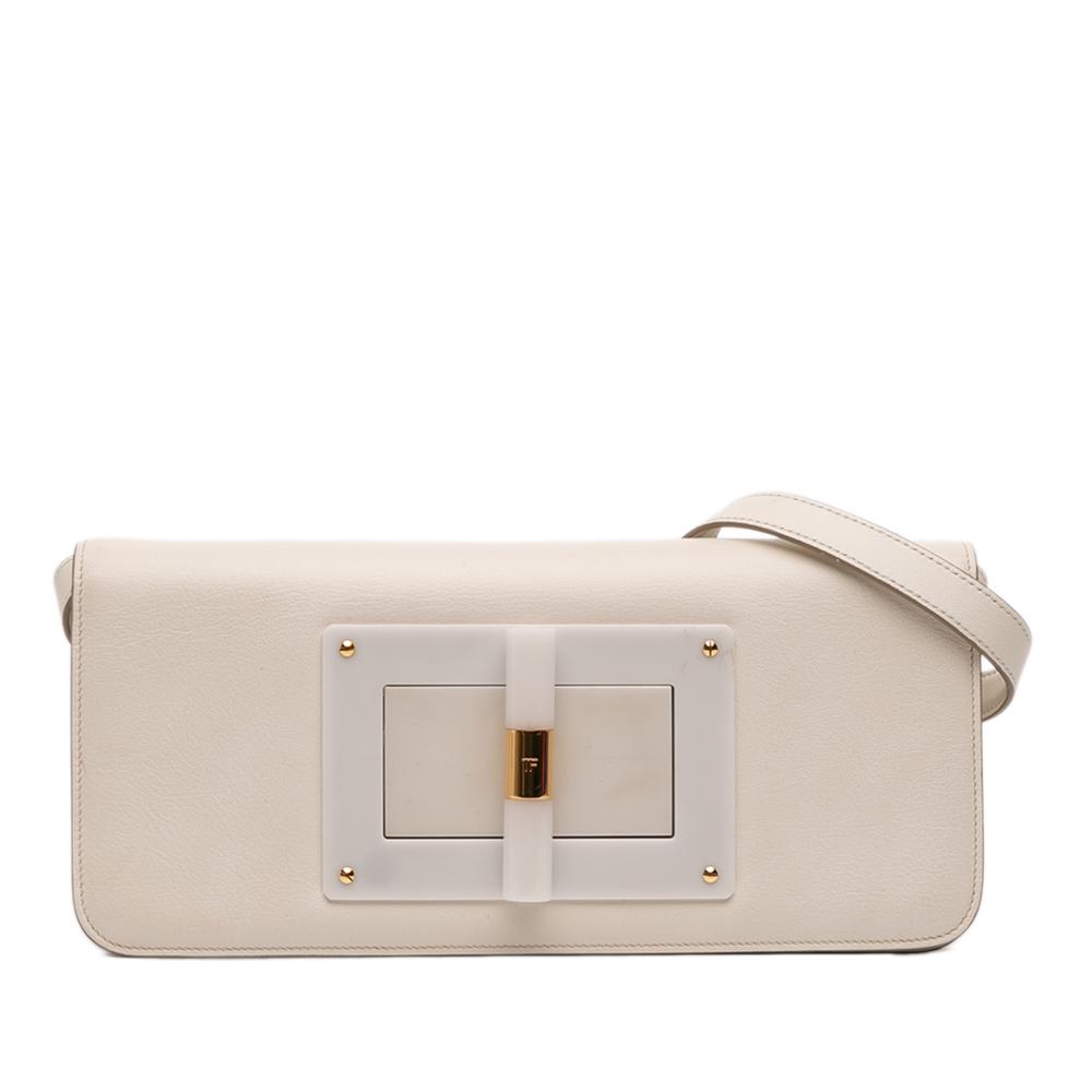 Tom Ford B Tom Ford White Calf Leather Large Natalia Crossbody Italy