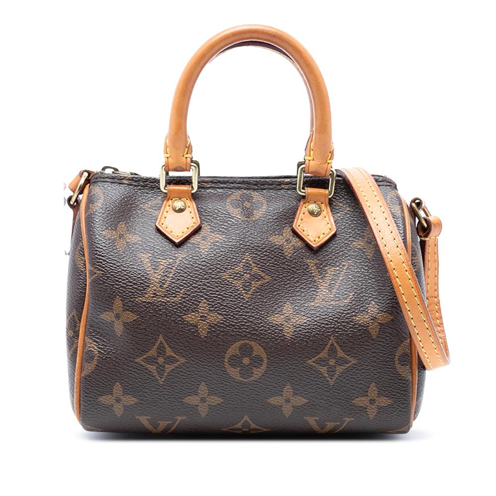 Louis Vuitton B Louis Vuitton Brown Monogram Canvas Fabric Monogram Nano Speedy Bandouliere France