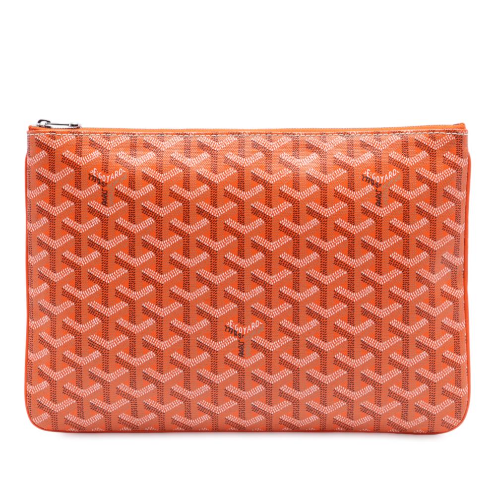 Goyard AB Goyard Orange Coated Canvas Fabric Goyardine Senat MM France