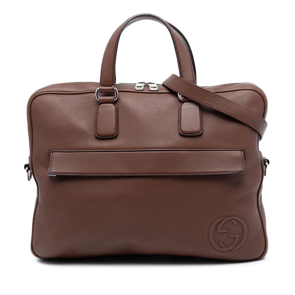 Gucci AB Gucci Brown Calf Leather Soho Briefcase Italy