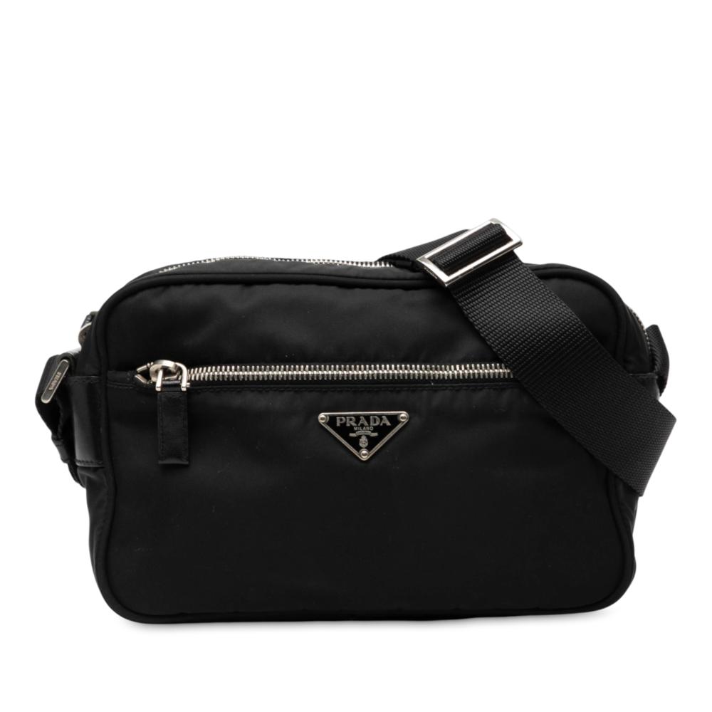 Prada B Prada Black Nylon Fabric Tessuto Camera Bag Italy