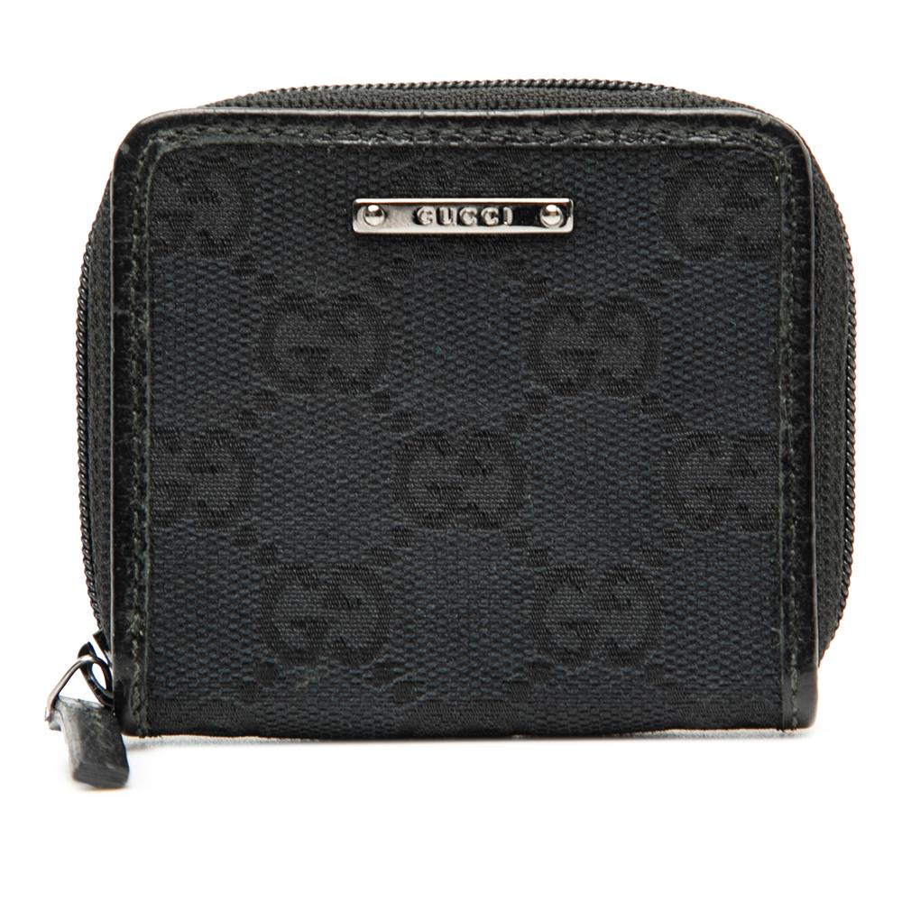 Gucci B Gucci Black Canvas Fabric GG Coin Pouch Italy