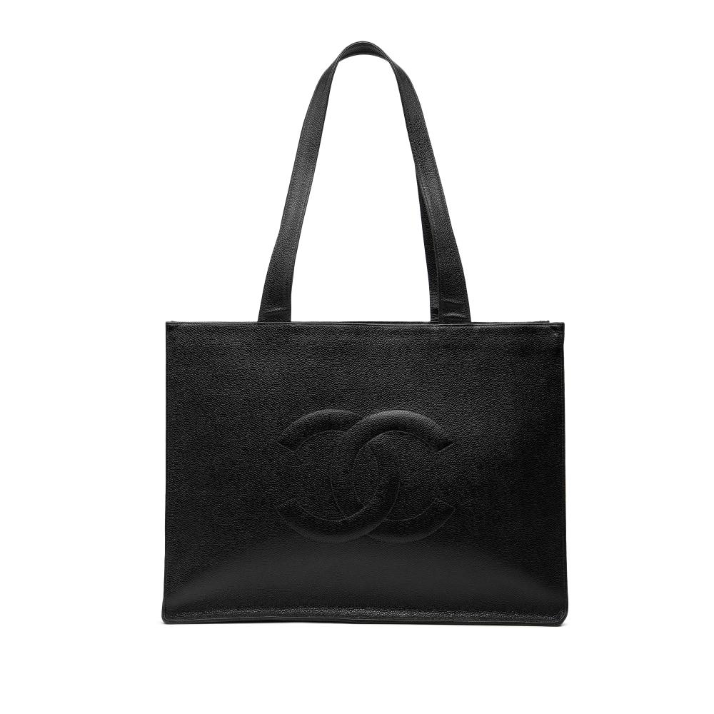 Chanel B Chanel Black Caviar Leather Leather CC Caviar Tote France