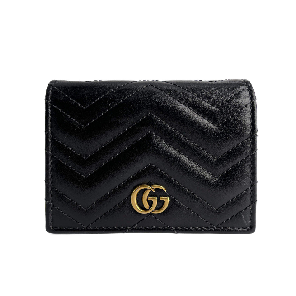 Gucci GG Marmont Small Leather Matelassé Cards Holder Black