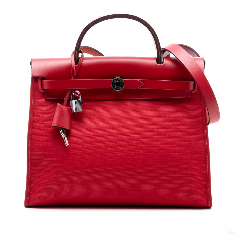 Hermès Herbag PM Canvas 1 pouch Top-Handle Handbag Red