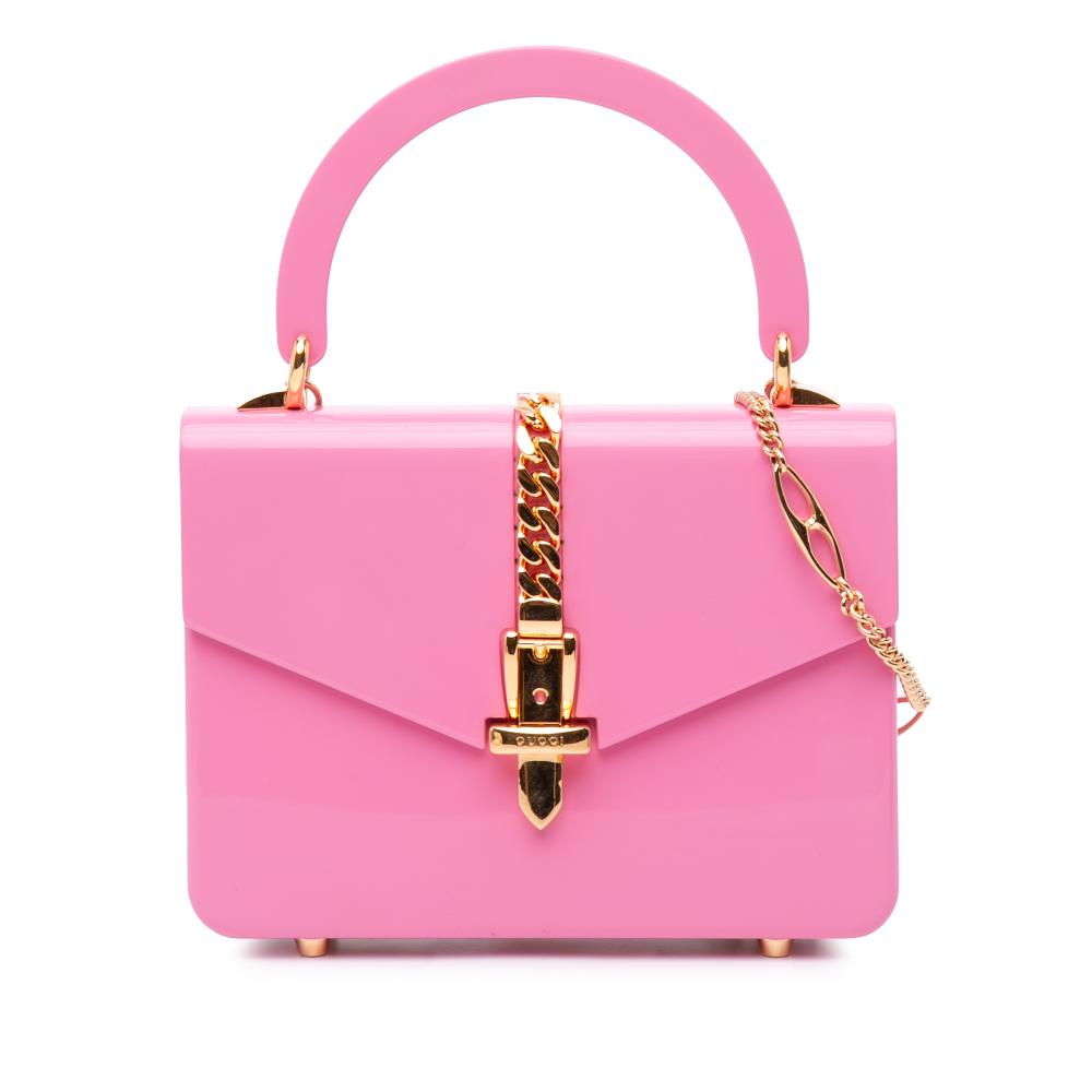 Gucci AB Gucci Pink Acrylic Plastic Mini Sylvie 1969 Top Handle Bag Italy