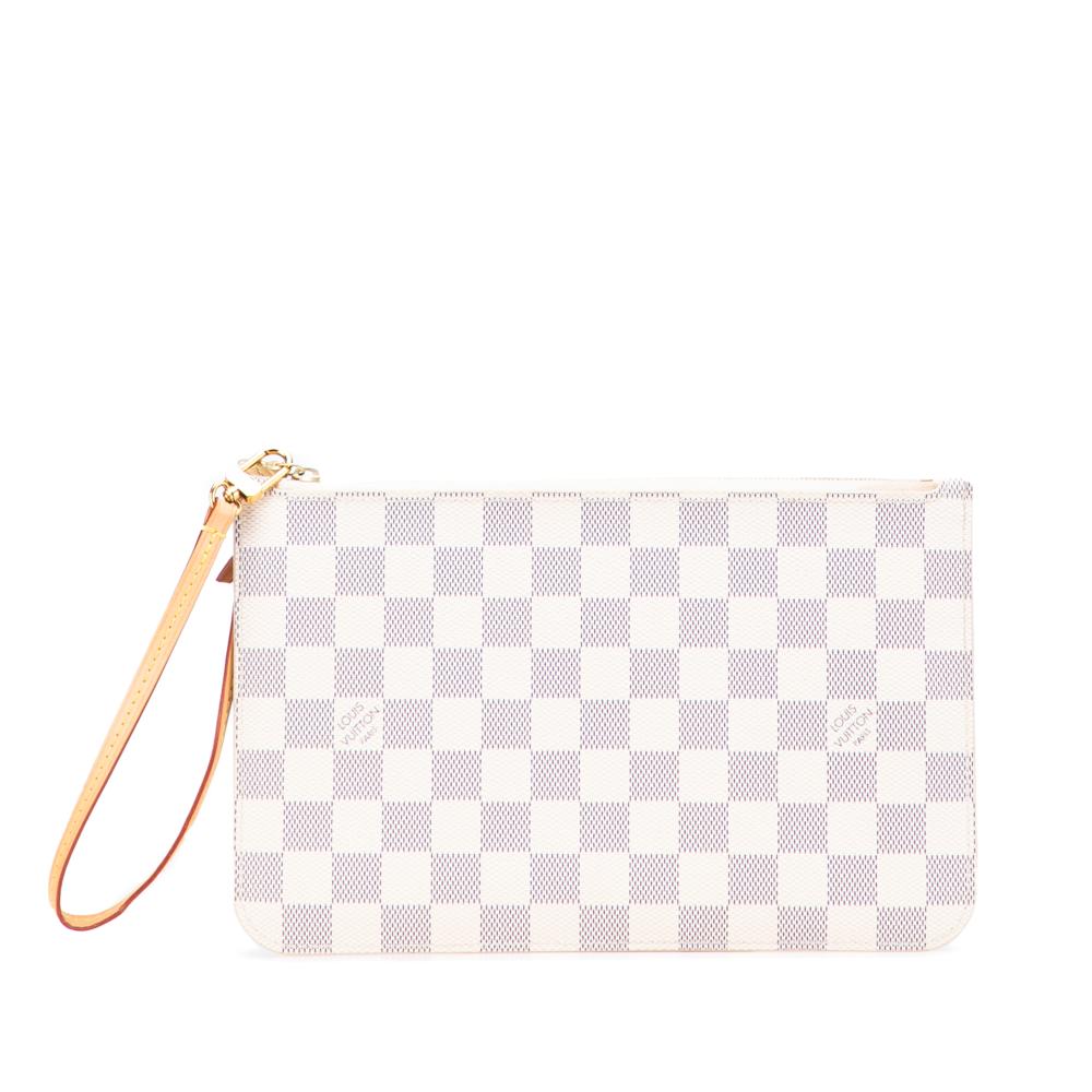Louis Vuitton B Louis Vuitton White Damier Canvas Canvas Damier Azur Neverfull MM Pouch Spain