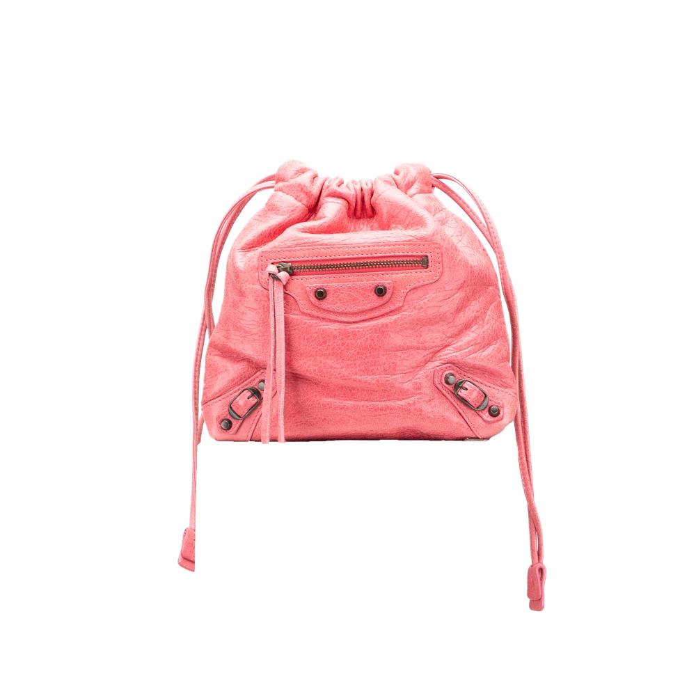Balenciaga B Balenciaga Pink Lambskin Leather Leather Lambskin Motocross Move On Drawstring Pouch Italy