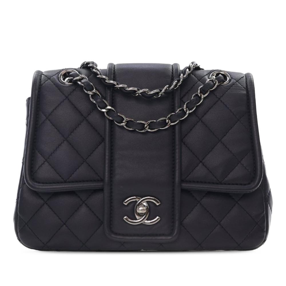 Chanel AB Chanel Blue Navy Lambskin Leather Leather Quilted Lambskin Elementary Chic Flap France