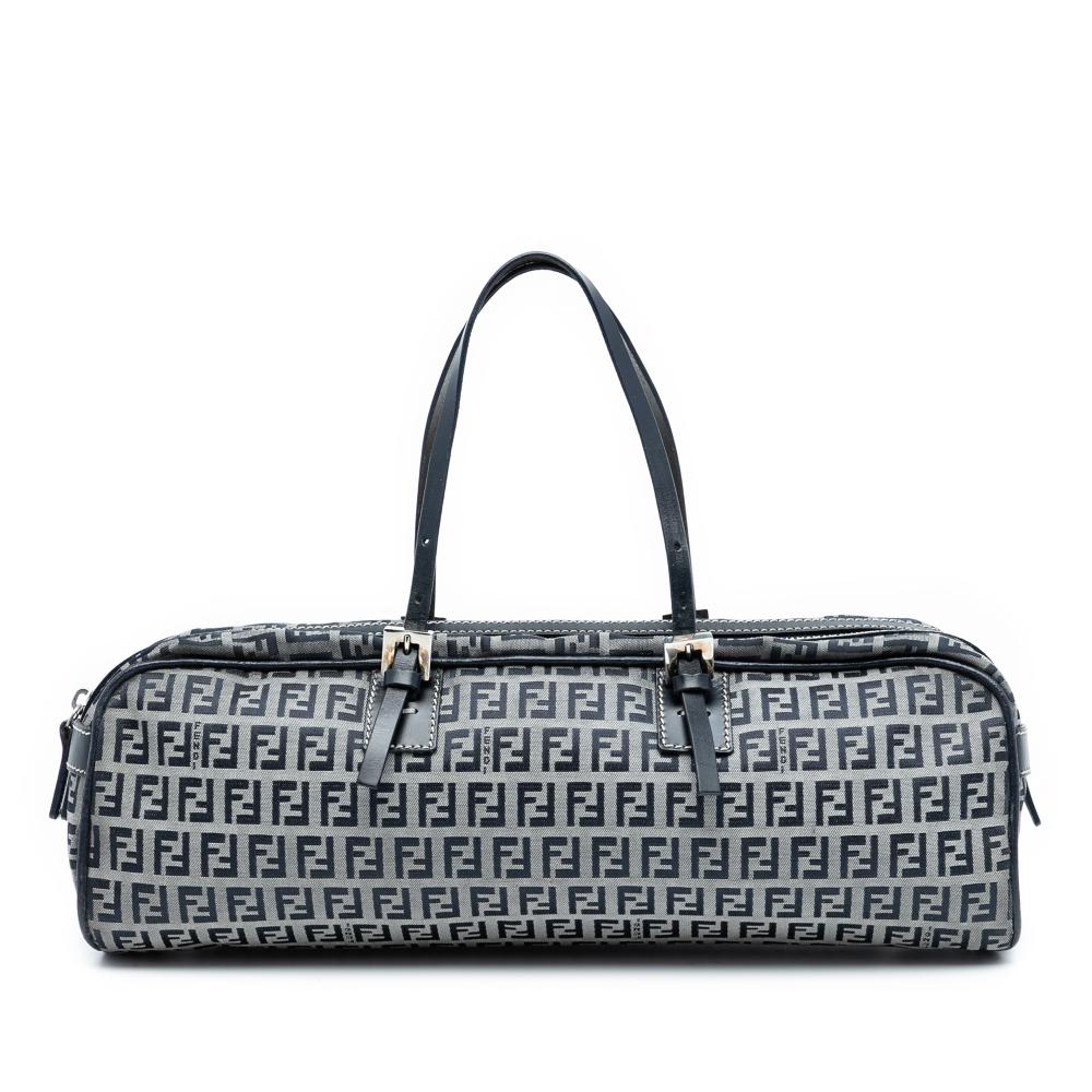 Fendi B Fendi Gray Canvas Fabric Zucchino Handbag Italy