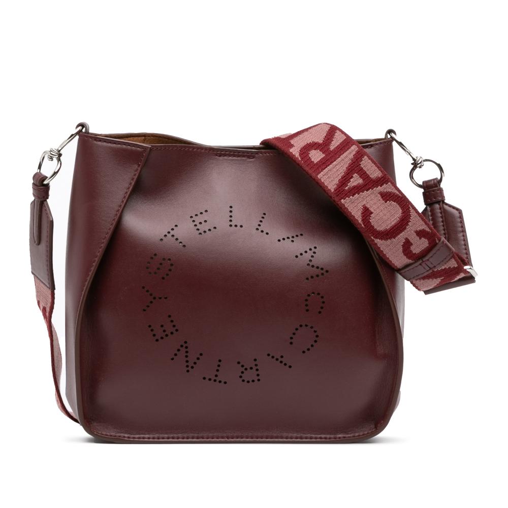 Stella McCartney Red Mini Faux Leather Perforated Logo Crossbody Italy