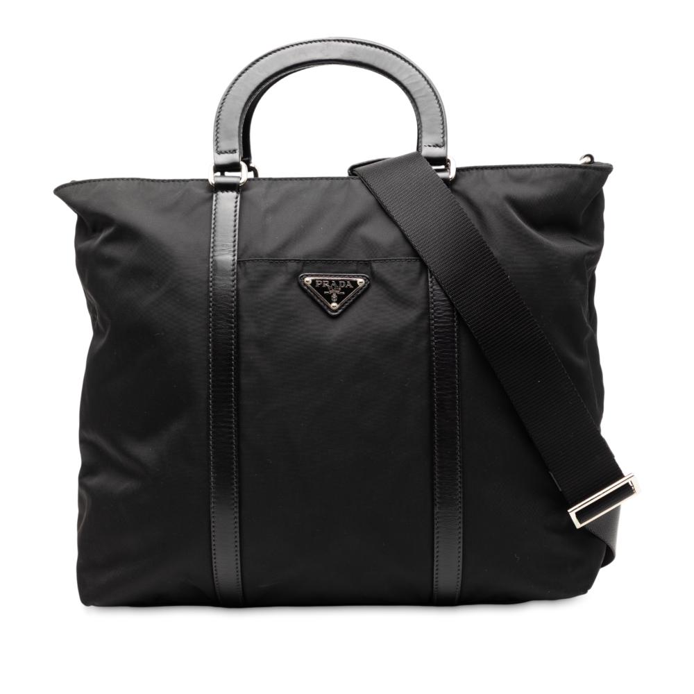 Prada B Prada Black Nylon Fabric Tessuto Satchel Italy