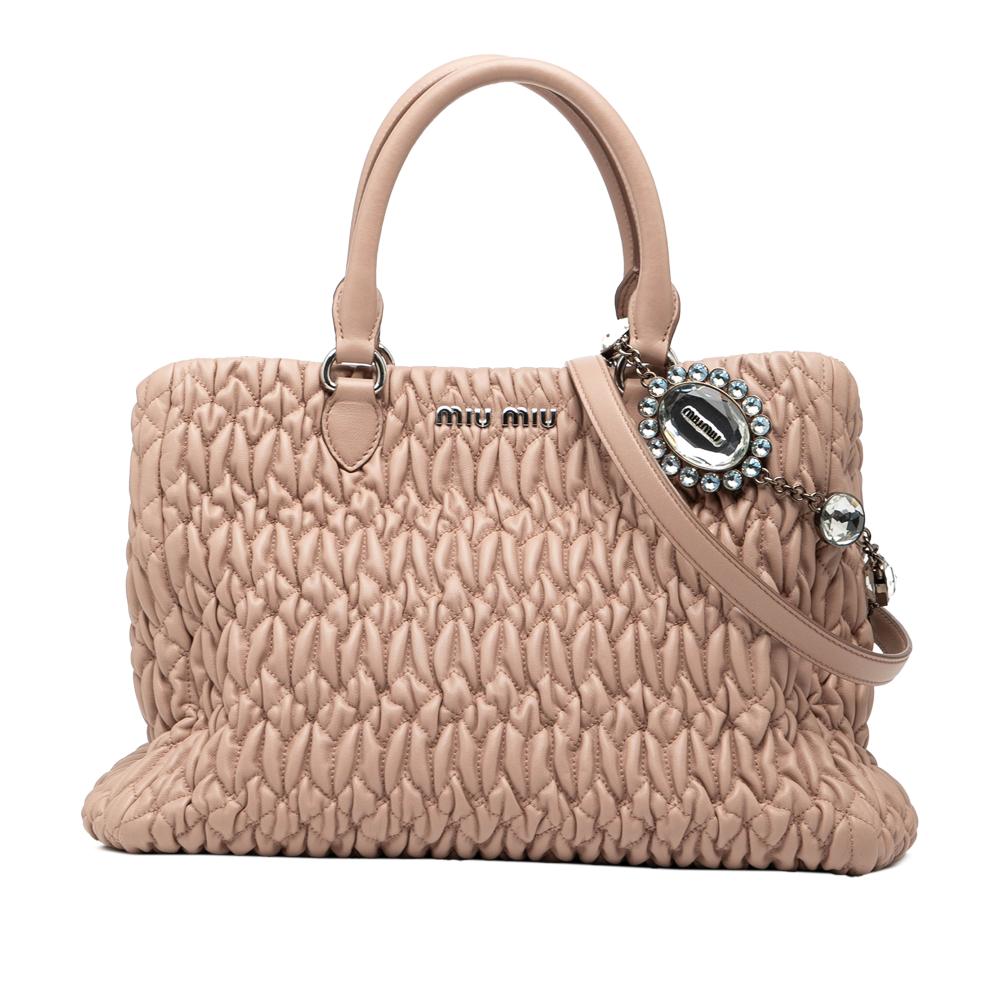 Miu Miu B Miu Miu Brown Nude Nappa Leather Leather Matelasse Nappa Crystal Satchel Romania