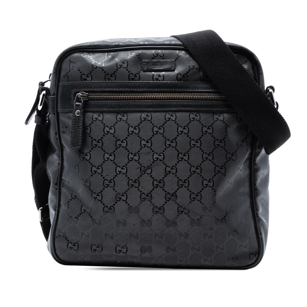 Gucci AB Gucci Black Coated Canvas Fabric GG Imprime Crossbody Italy