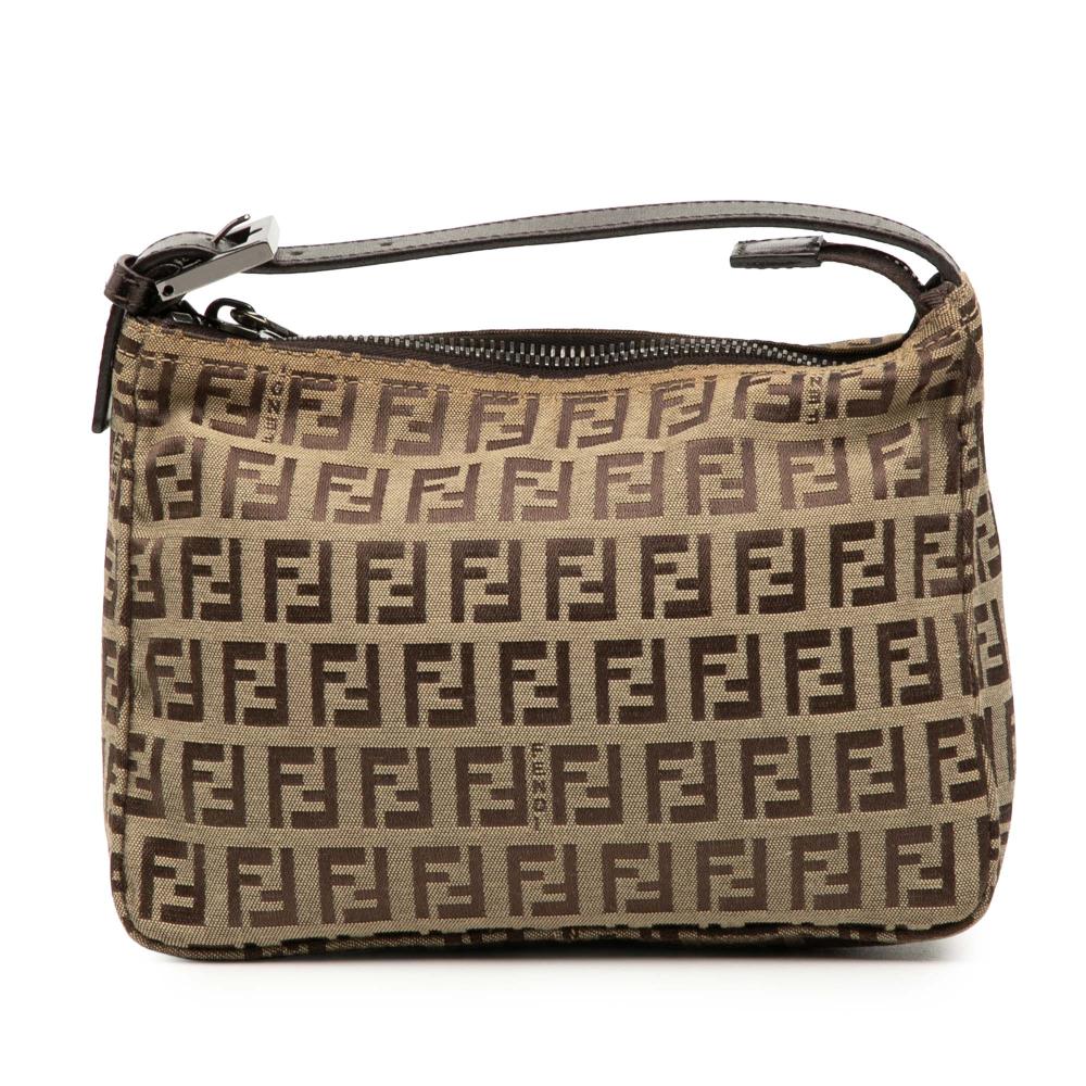 Fendi B Fendi Brown Light Brown Canvas Fabric Zucchino Handbag Italy