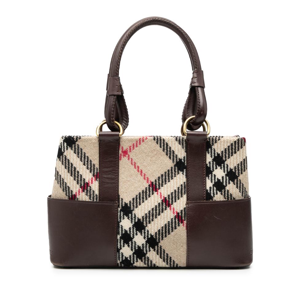 Burberry B Burberry Brown Beige Wool Fabric Supernova Check Tote United Kingdom