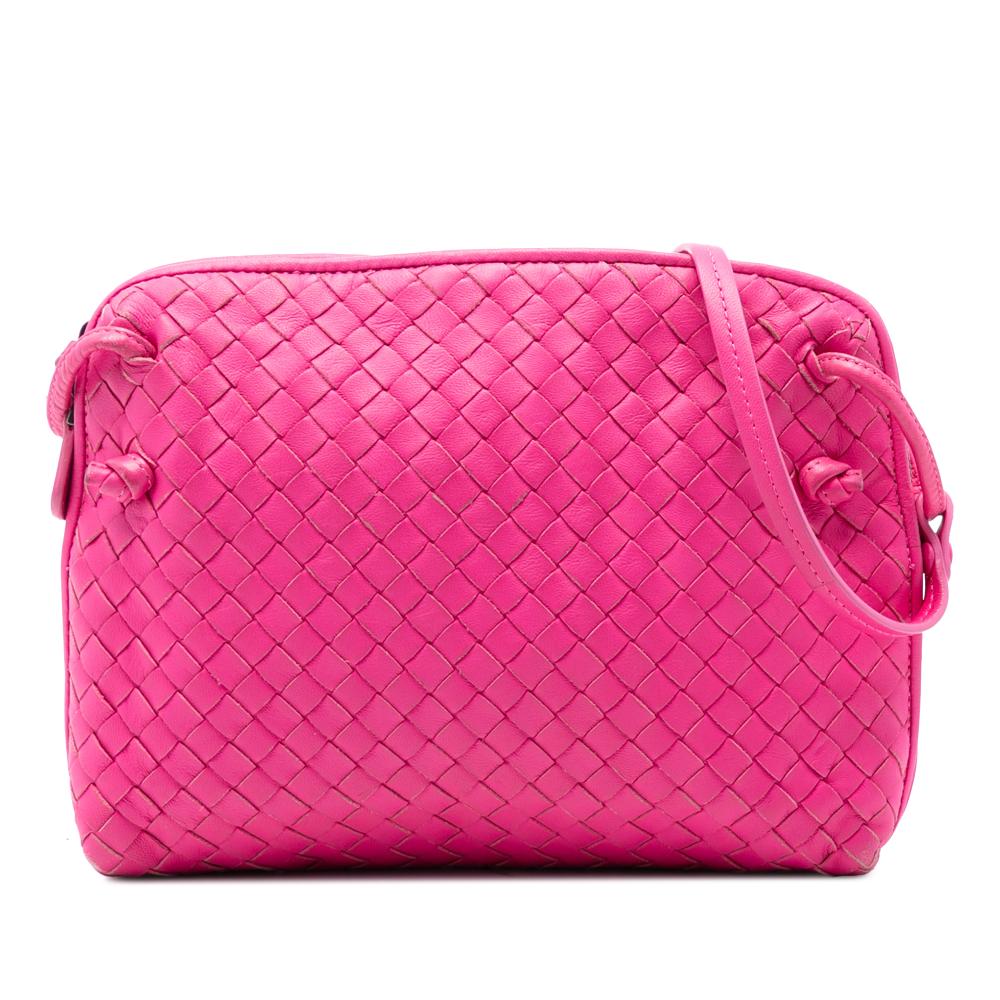 Bottega Veneta B Bottega Veneta Pink Hot Pink Nappa Leather Leather Nappa Intrecciato Nodini Crossbody Italy