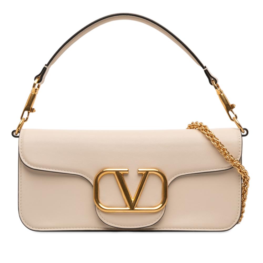 Valentino AB Valentino White Calf Leather skin VLogo Loco Satchel Italy
