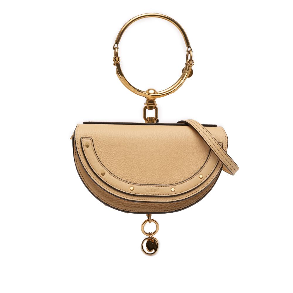 Chloé AB Chloé Brown Beige Calf Leather Nile Bracelet Minaudiere Spain