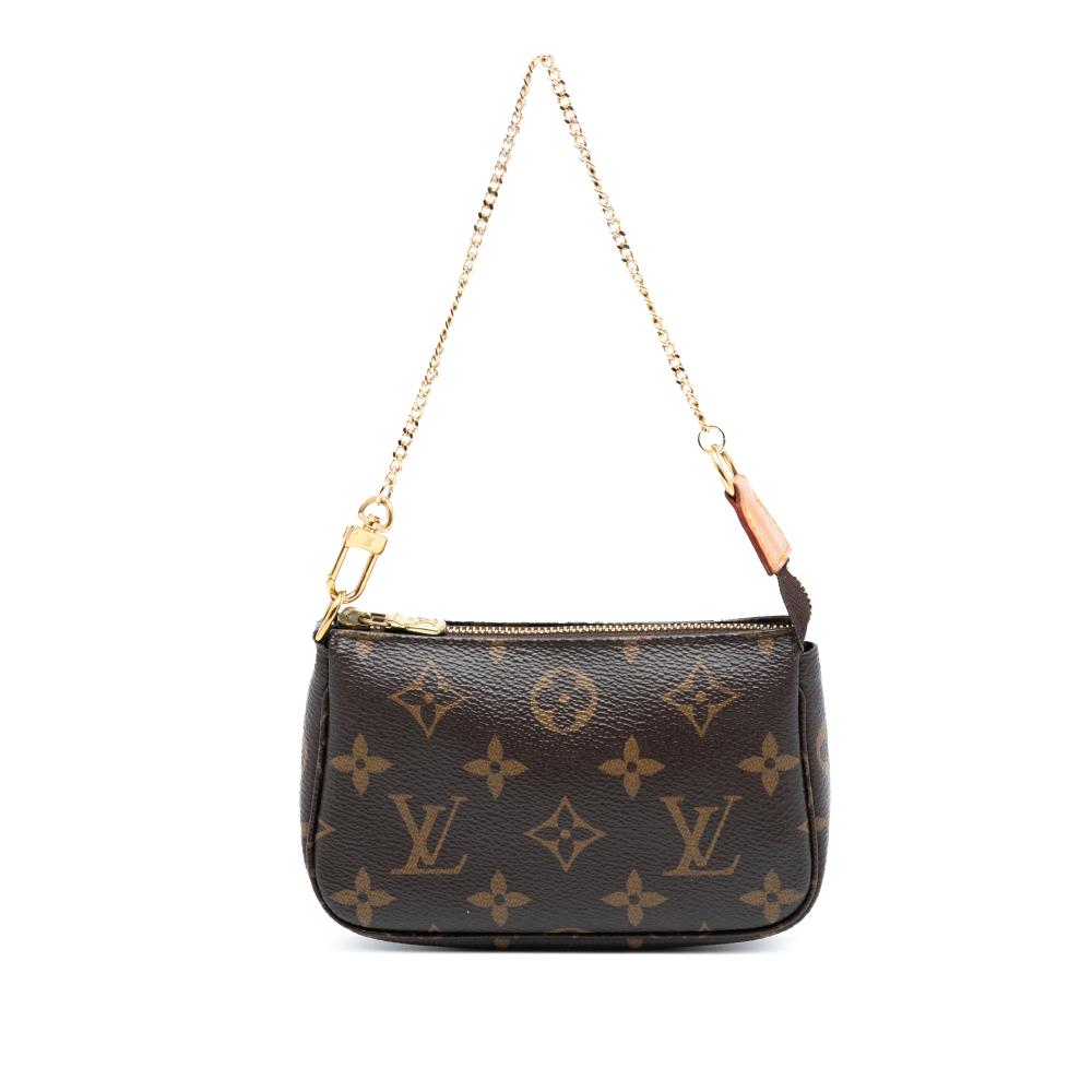 Louis Vuitton B Louis Vuitton Brown Monogram Canvas Fabric Monogram Mini Pochette Accessoires Spain