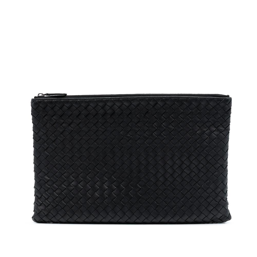 Bottega Veneta B Bottega Veneta Black Nappa Leather Leather Nappa Intrecciato Clutch Italy