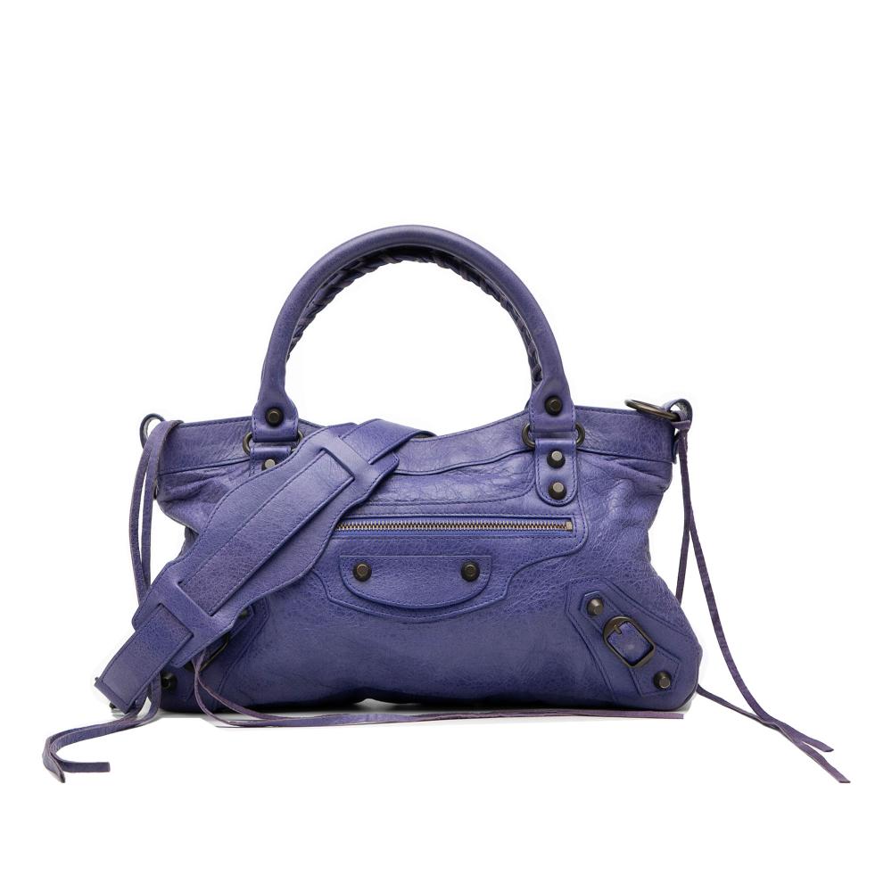 Balenciaga Purple Lambskin Motocross Classic First Satchel Italy