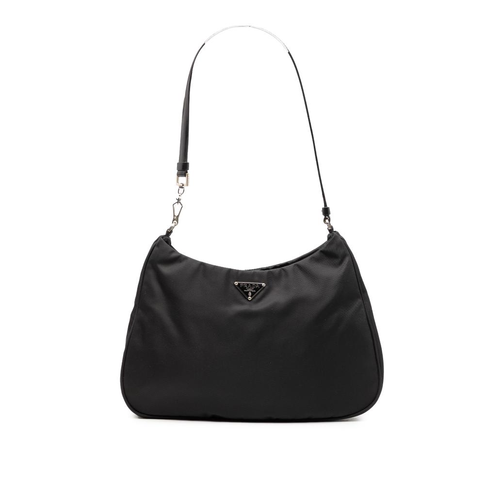 Prada B Prada Black Nylon Fabric Tessuto Cleo Shoulder Bag Italy