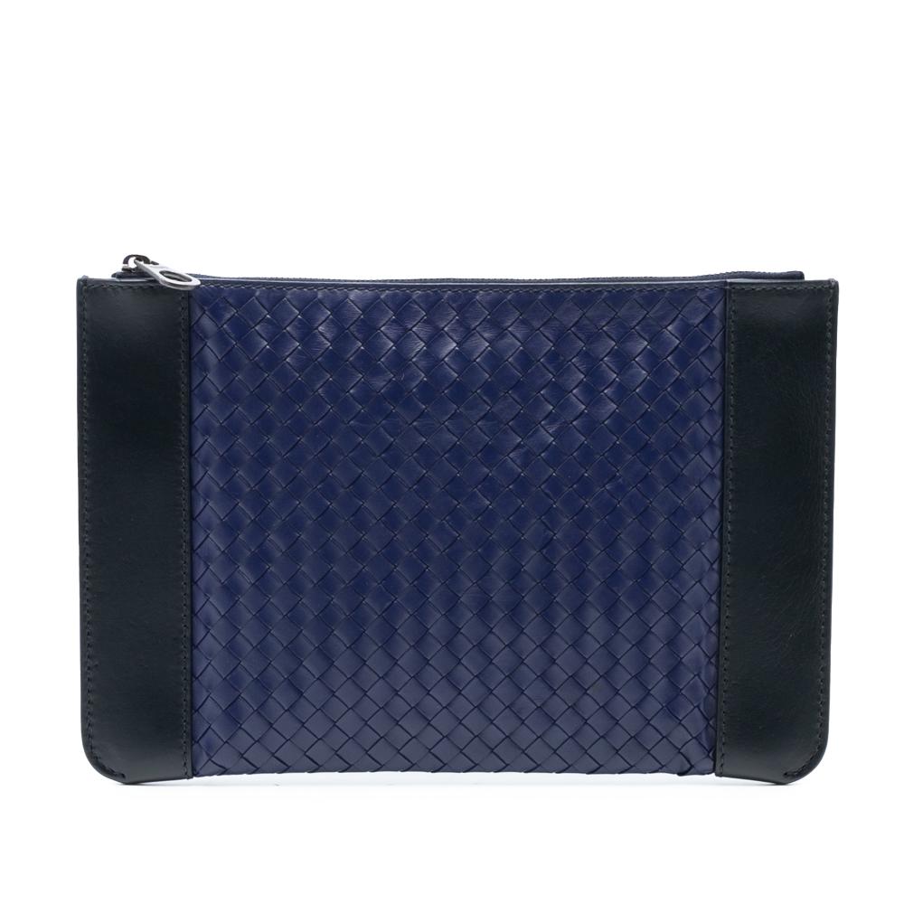 Bottega Veneta AB Bottega Veneta Blue Dark Blue Nappa Leather Leather Bicolor Nappa Intrecciato Clutch Italy