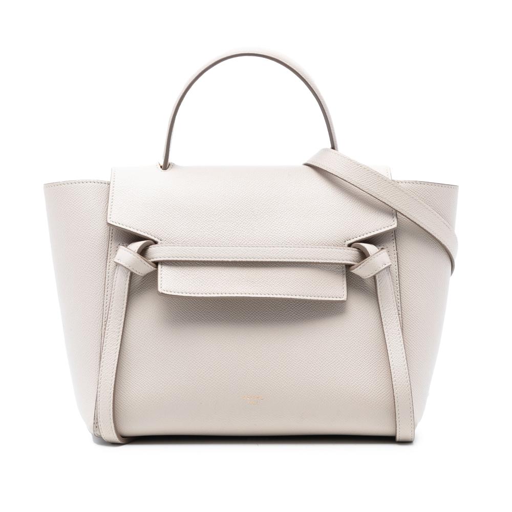 Celine B Celine Brown Light Beige Calf Leather Micro Grained skin Belt Bag Italy