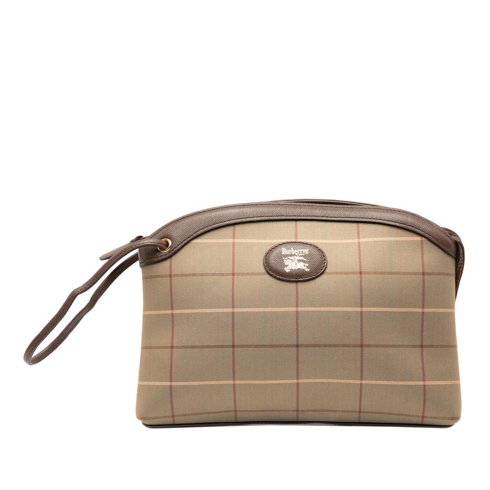 Burberry B Burberry Brown Light Brown Canvas Fabric Vintage Check Wristlet Clutch United Kingdom