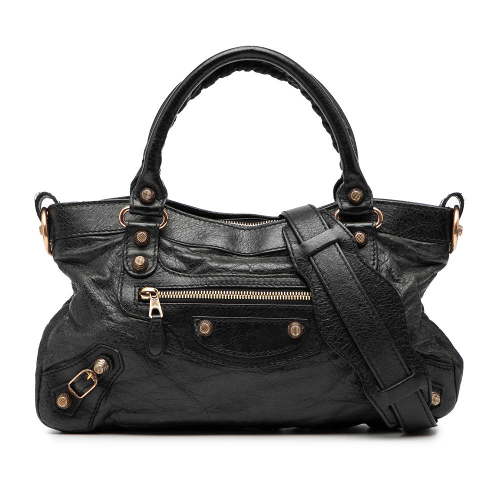 Balenciaga B Balenciaga Black Lambskin Leather Leather Lambskin Motocross Giant 12 First Satchel Italy