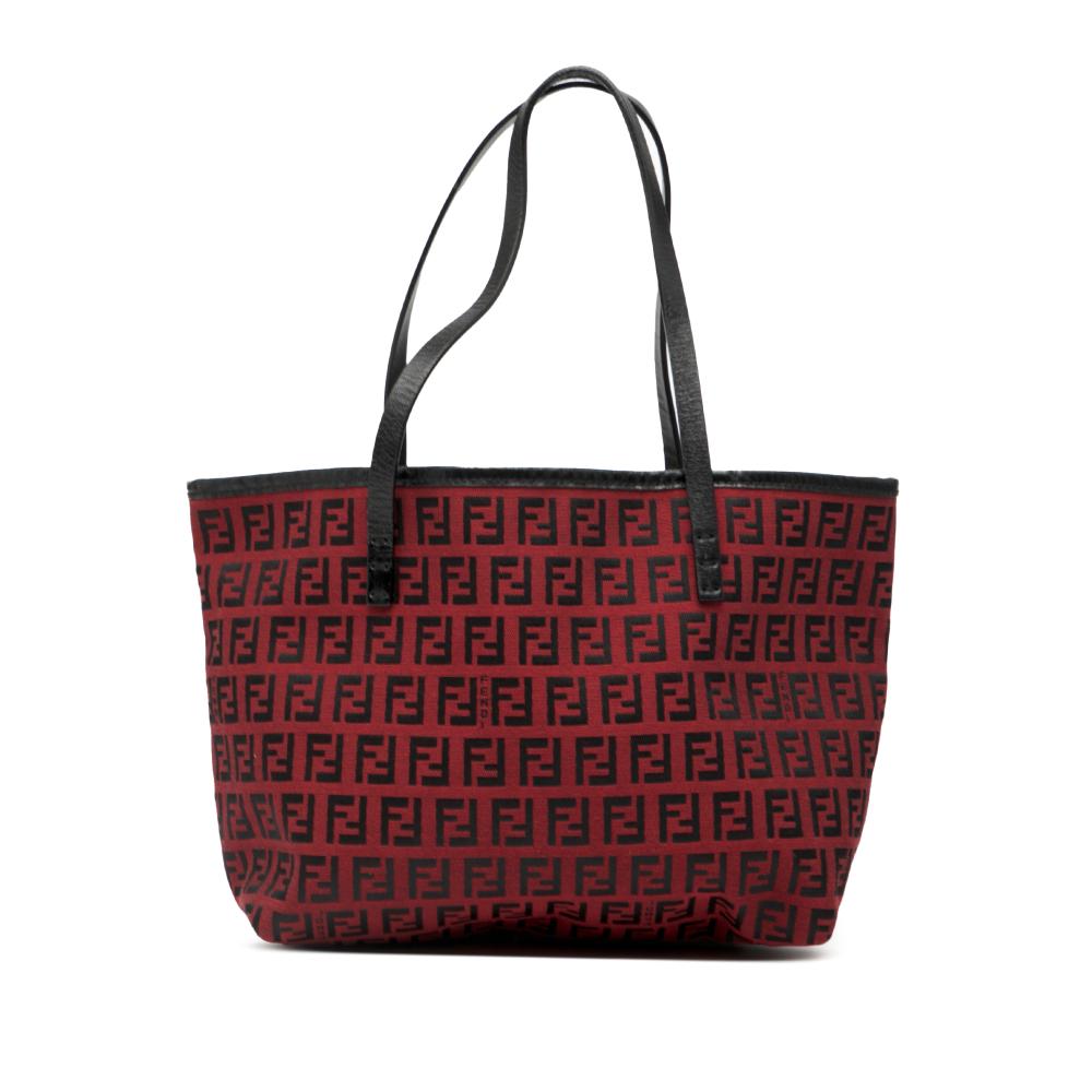 Fendi AB Fendi Red Dark Red Canvas Fabric Zucchino Roll Tote Italy