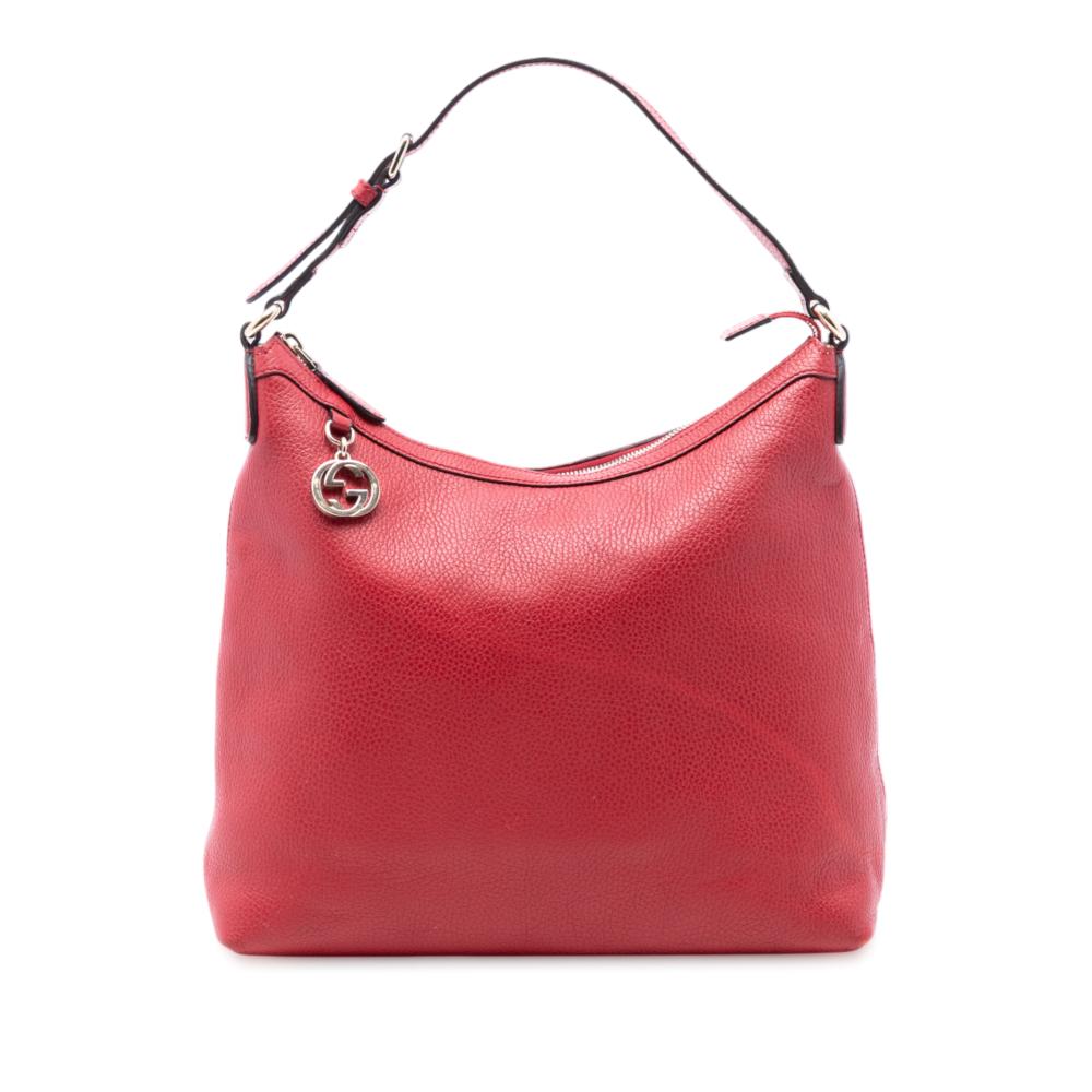Gucci B Gucci Red Calf Leather GG Charm Tote Italy