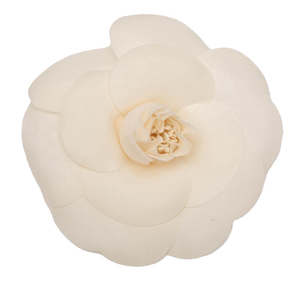 Chanel AB Chanel White Canvas Fabric Camellia Brooch France