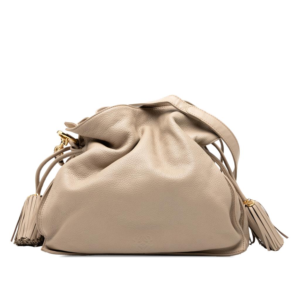 Loewe B LOEWE Brown Light Beige Calf Leather Nappa Flamenco Tassel 30 Spain