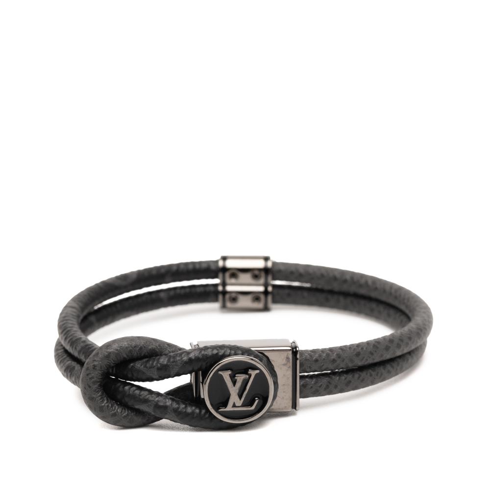Louis Vuitton B Louis Vuitton Black Monogram Canvas Fabric Monogram Eclipse Taiga Loop It Bracelet Spain