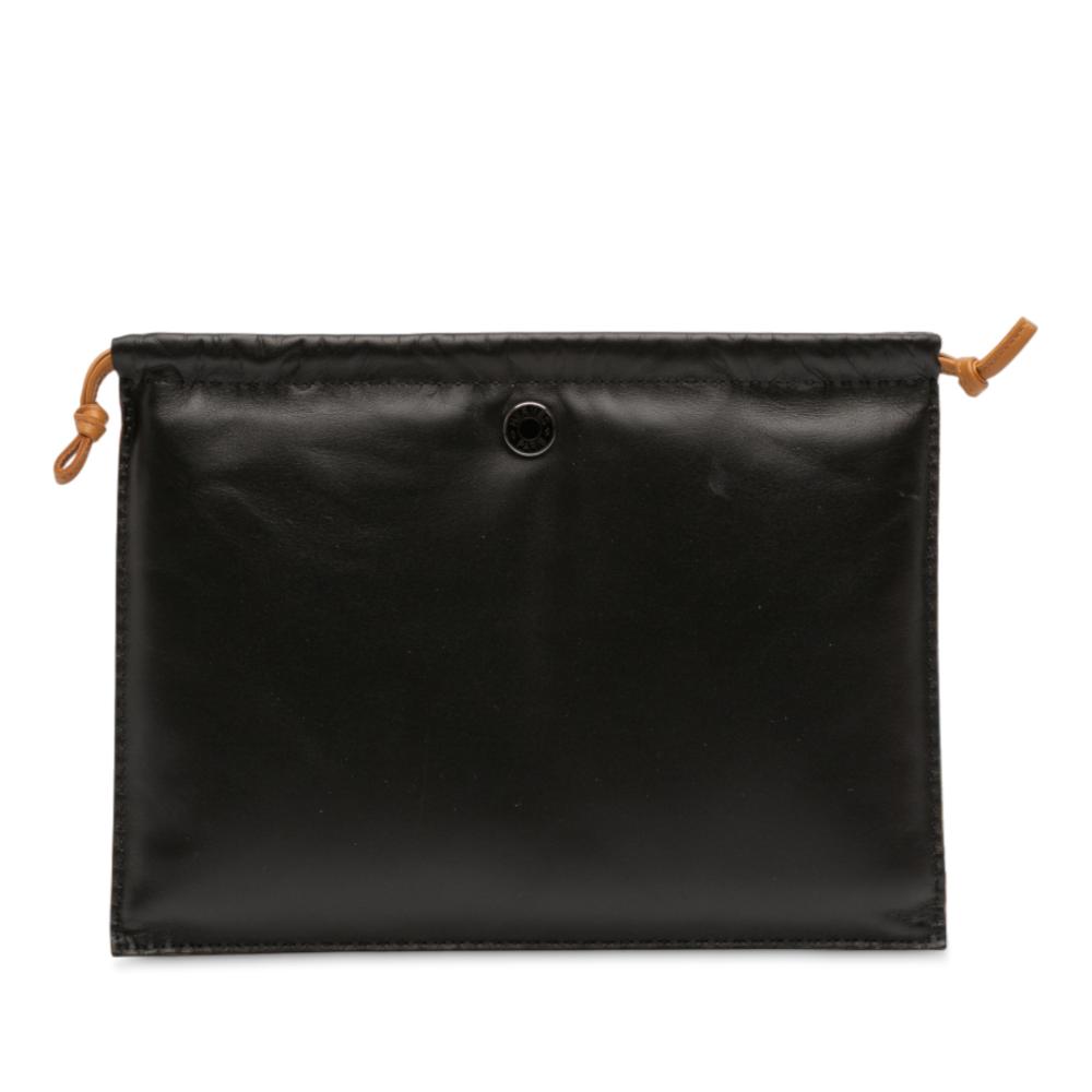 Hermès AB Hermès Black with Brown Lambskin Leather Leather Milo Lambskin Pilo Pouch France