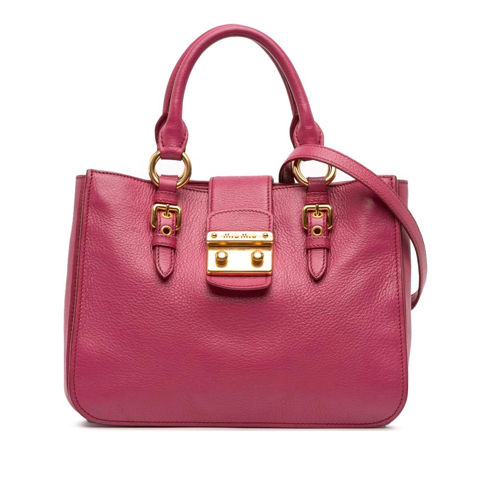 Miu Miu B Miu Miu Pink Dark Pink Goatskin Leather Madras Satchel Turkey