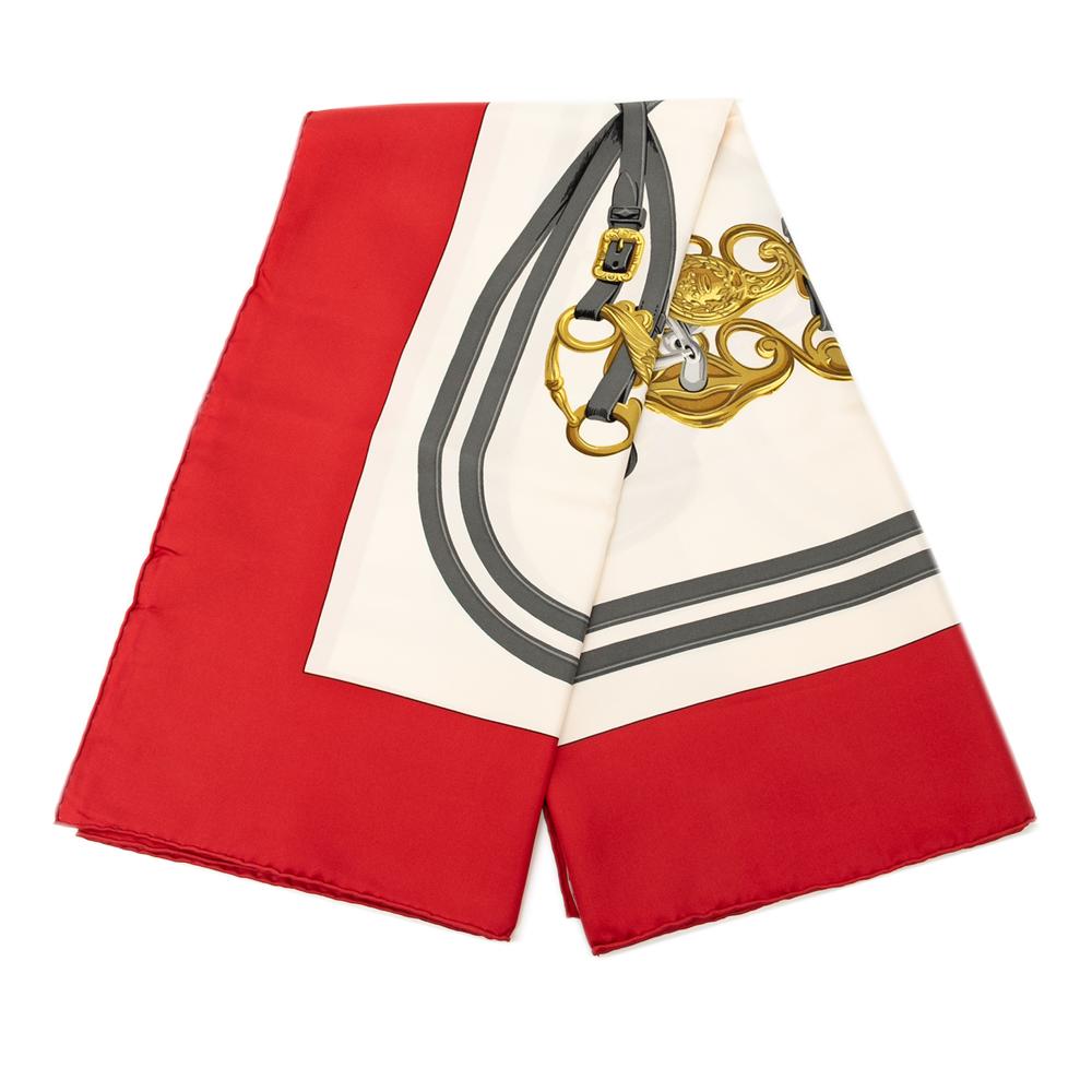 Hermès AB Hermès White Silk Fabric Brides de Gala Scarf France