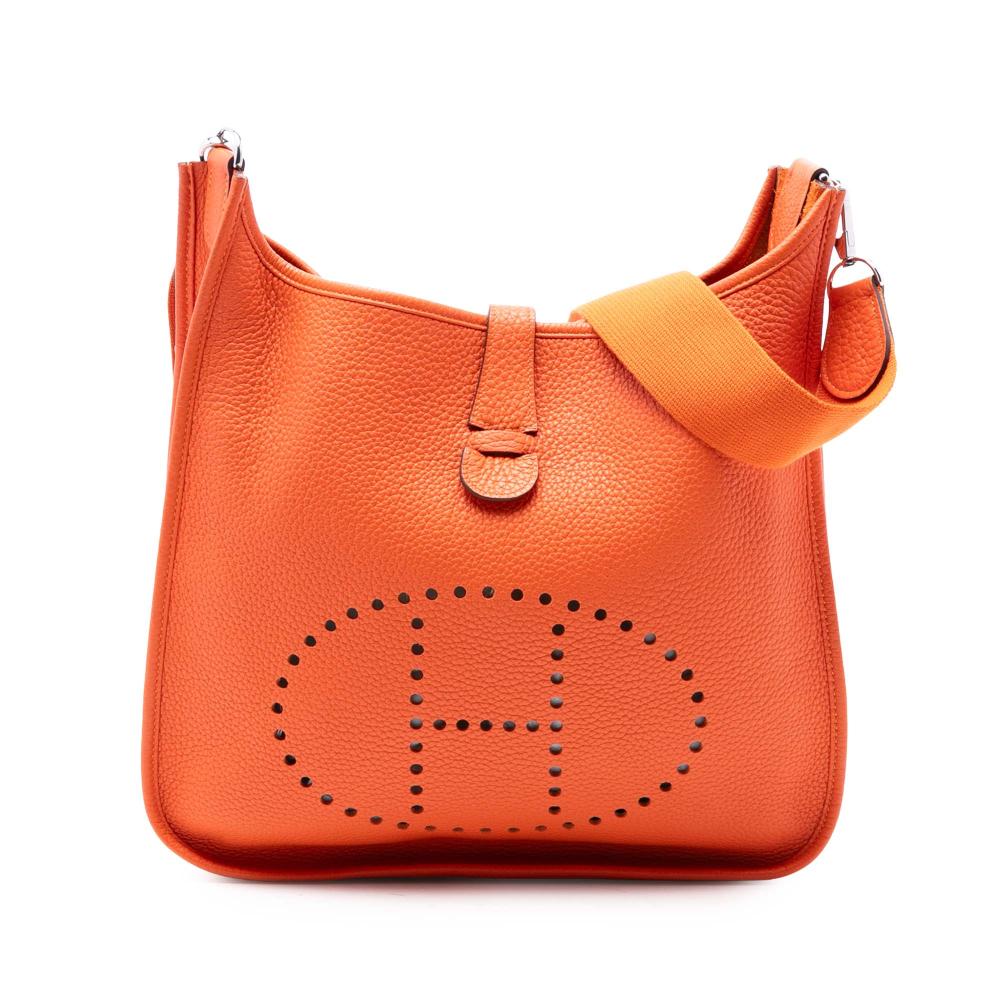 Hermès AB Hermès Orange Calf Leather Clemence Evelyne III GM France