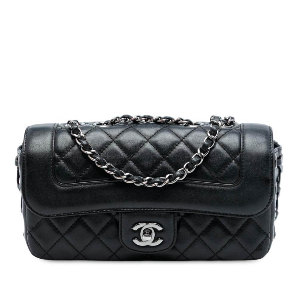 Chanel B Chanel Black Lambskin Leather Leather Small Quilted Lambskin Mademoiselle Chic Flap Italy
